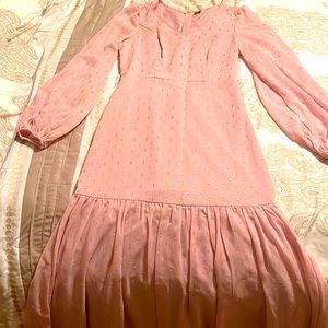 SHEIN pink dress with silver & gold accents.